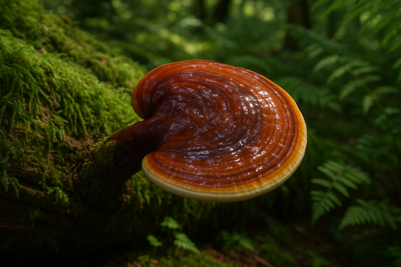 ahora un hongo reishi ganoderma lucidum enla naturaleza